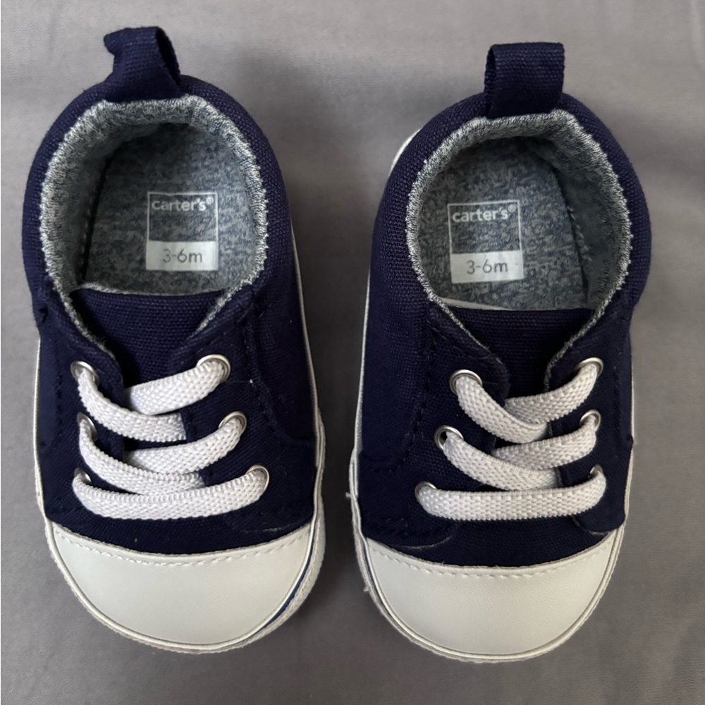 Carters Navy & White Baby Non-Slip Soft Sole Shoes